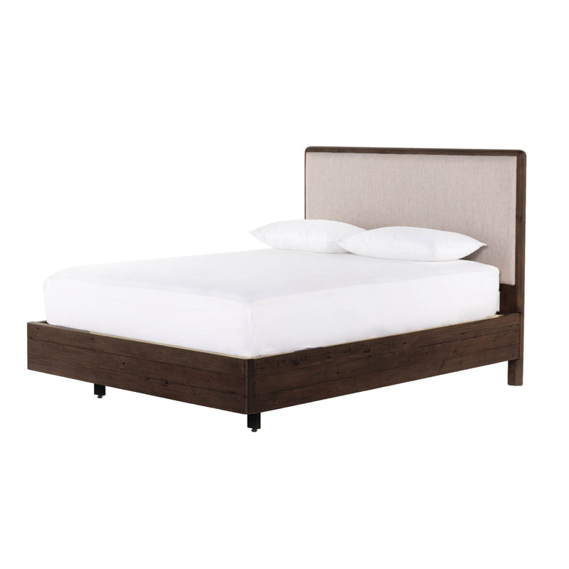 1. Lineo Upholstered Queen Bed - Burnt Oak with Tufted Headboard