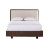 2. Modern Lineo Upholstered Queen Bed - Burnt Oak Design