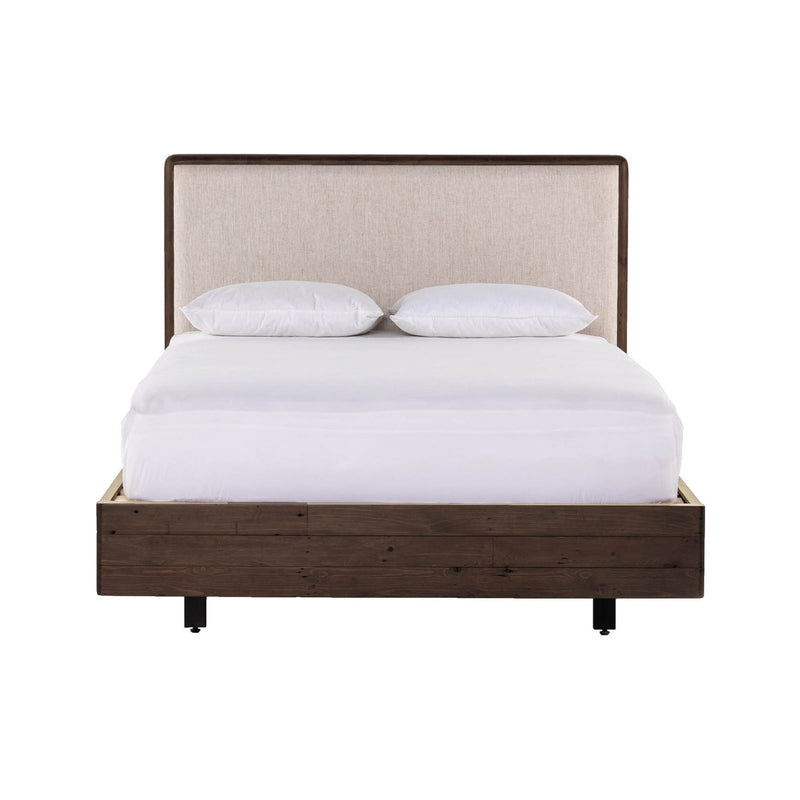 2. Modern Lineo Upholstered Queen Bed - Burnt Oak Design
