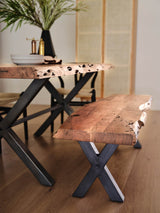 4. "Handcrafted wooden bench with 88-inch length"