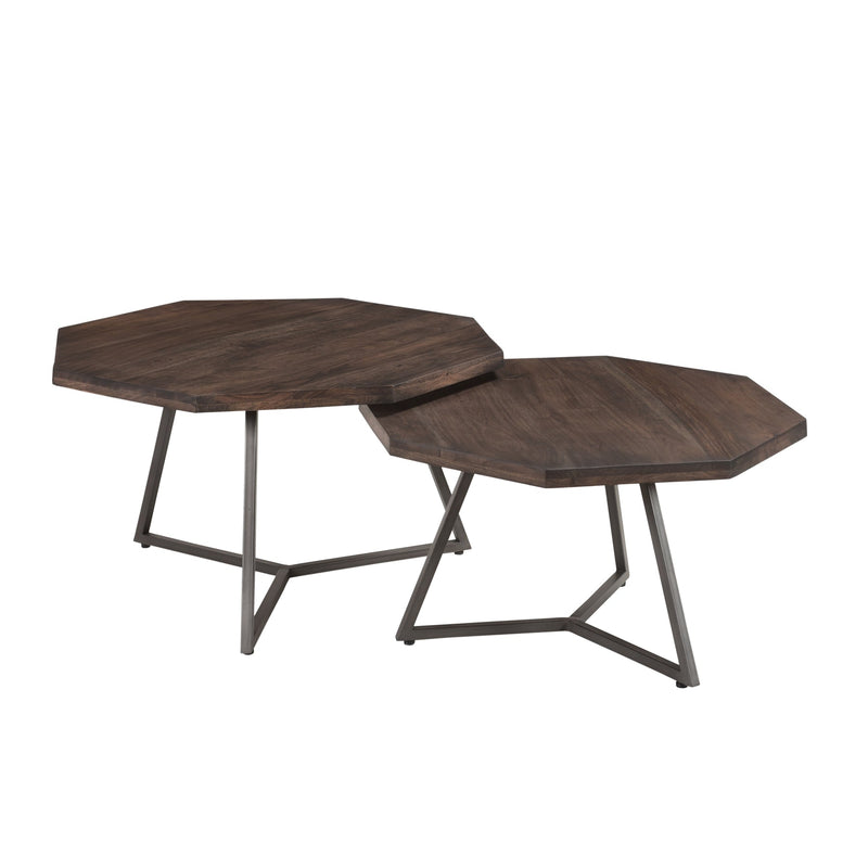 1. Loft Octagon Nesting Coffee Table, Set Of 2 - Vinegar: Sleek and modern coffee table set with an octagon shape, perfect for any contemporary living space.