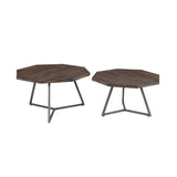 2. Vinegar Loft Octagon Nesting Coffee Table, Set Of 2: Stylish and versatile nesting coffee table set, featuring a unique vinegar finish for a rustic touch.