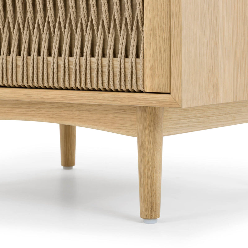 8. "Chic Lumina Nightstand with minimalist design and metal accents"