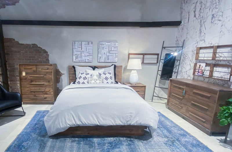 7. "Dark Driftwood Nevada King Bed - a comfortable and luxurious sleeping experience"
