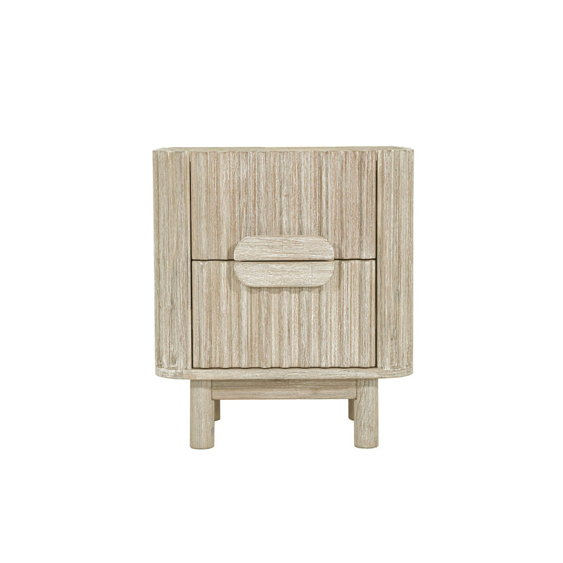 2. "Modern Oasis Nightstand with sleek finish and ample storage space"