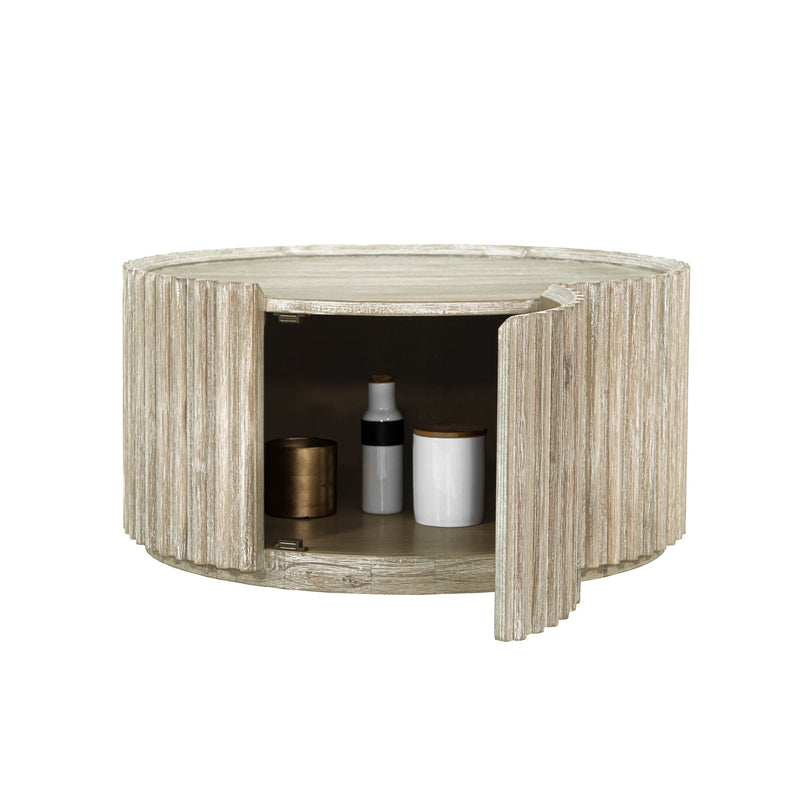 4. "Contemporary Oasis Round Coffee Table 1 Door with hidden storage compartment"
