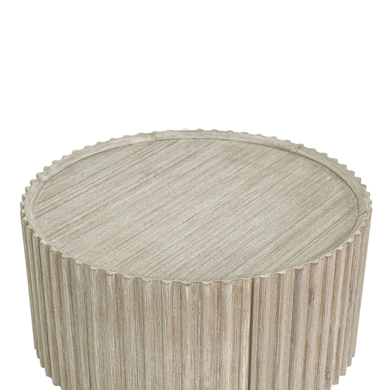 7. "Stylish Oasis Round Coffee Table 1 Door for a chic living room"