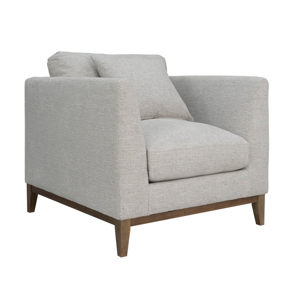 1. "Harmony Club Chair - Woven Tweed Neutral in a cozy living room setting"