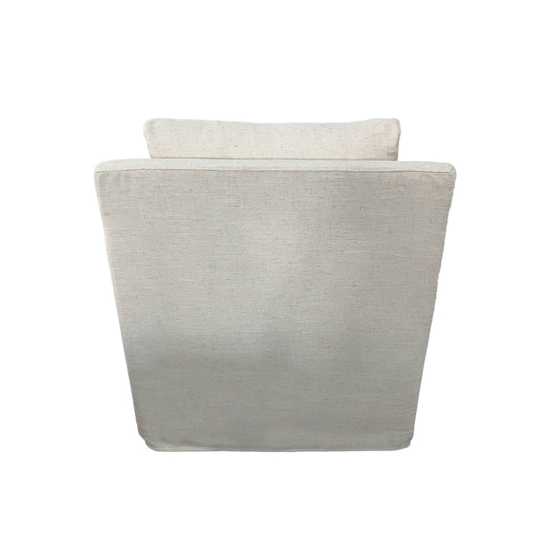 4. "Medium-sized Heston Club Chair - Oyster Linen with sturdy wooden legs"