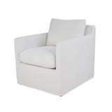 1. "Heston Club Chair - White Linen with elegant tufted design"