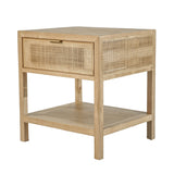 1. "Rattan side table in natural finish"