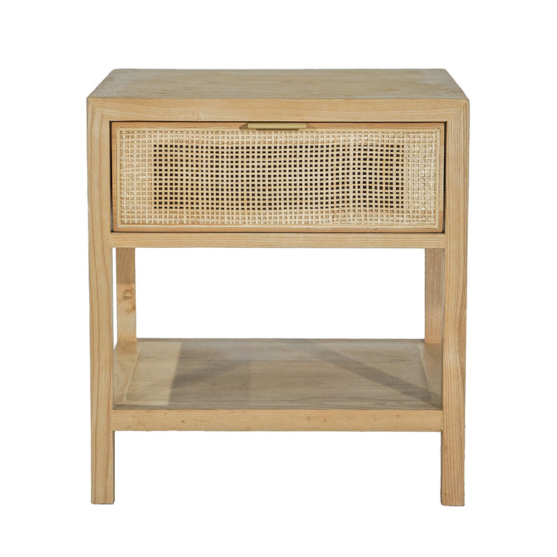 2. "Handwoven rattan side table with natural charm"