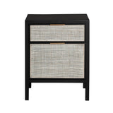 2. "Elegant ebony rattan filing cabinet with ample storage space"
