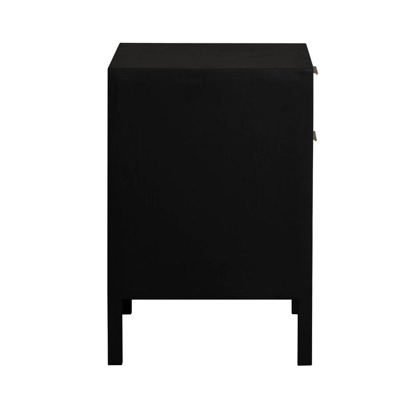 4. "Sleek and modern ebony rattan filing cabinet for contemporary offices"