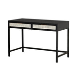 1. "Rattan Desk - Ebony with spacious storage drawers"