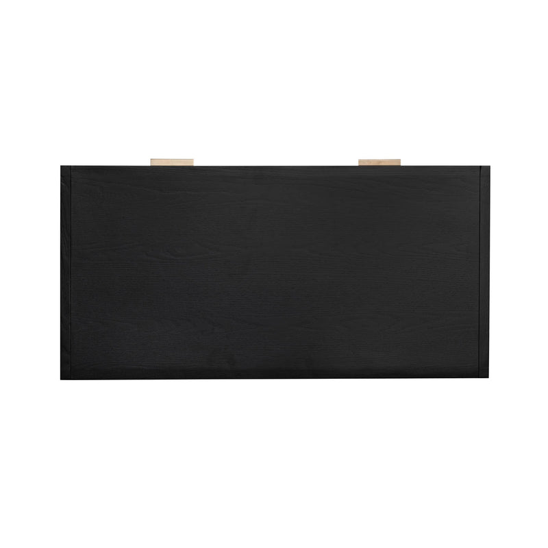 5. "Functional Rattan Desk - Ebony with ample workspace"