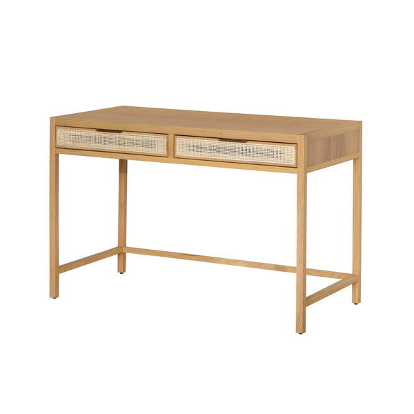 1. "Rattan desk with natural finish for home office"
