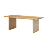 1. "Rattan dining table with natural finish for outdoor gatherings"