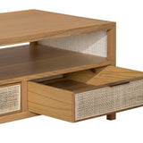 3. "Eco-friendly rattan coffee table in a natural color scheme"