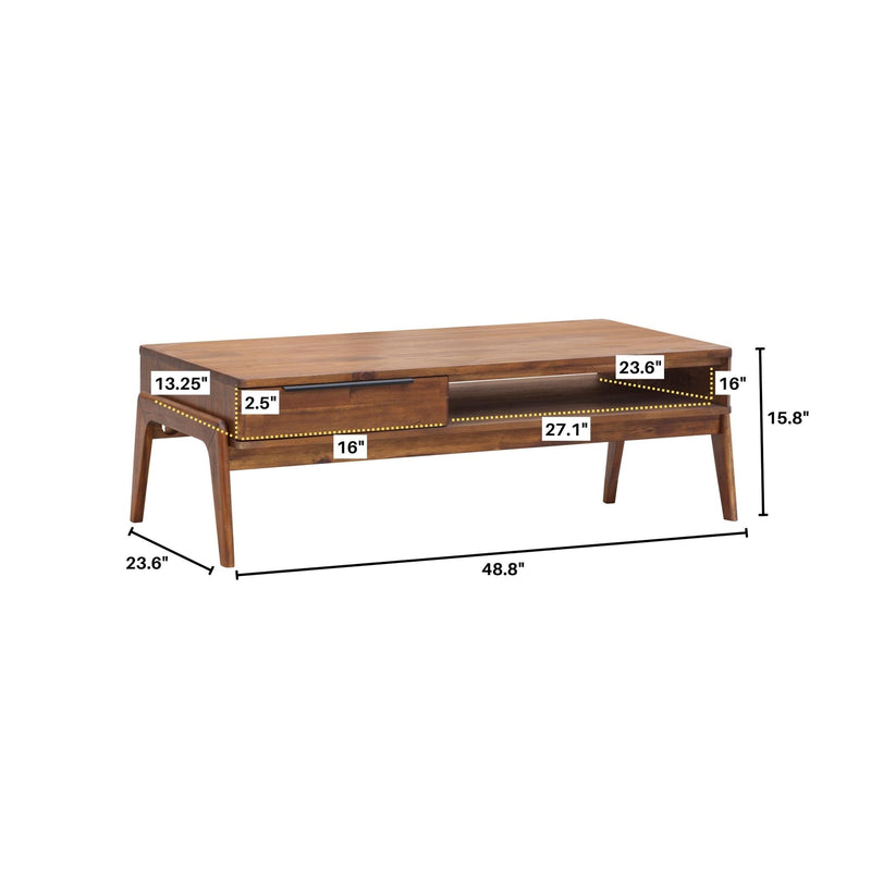 8. "Functional Remix Coffee Table with hidden compartments for storing remote controls and other essentials"