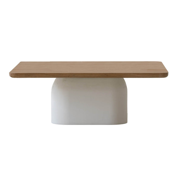 2. "Elegant Sereno Coffee Table featuring a durable glass top and wooden base"