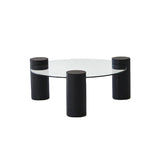 1. "Elton Round Coffee Table with sleek modern design and tempered glass top"
