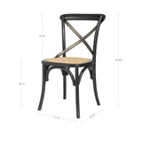 2. Stylish Cross Back Chair with Natural Brown Rattan Seat - Black