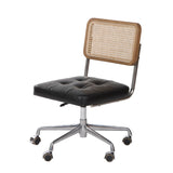 1. "Elegant Cane Back Office Chair with Cushioned Seat - Ideal for Home or Office Use"