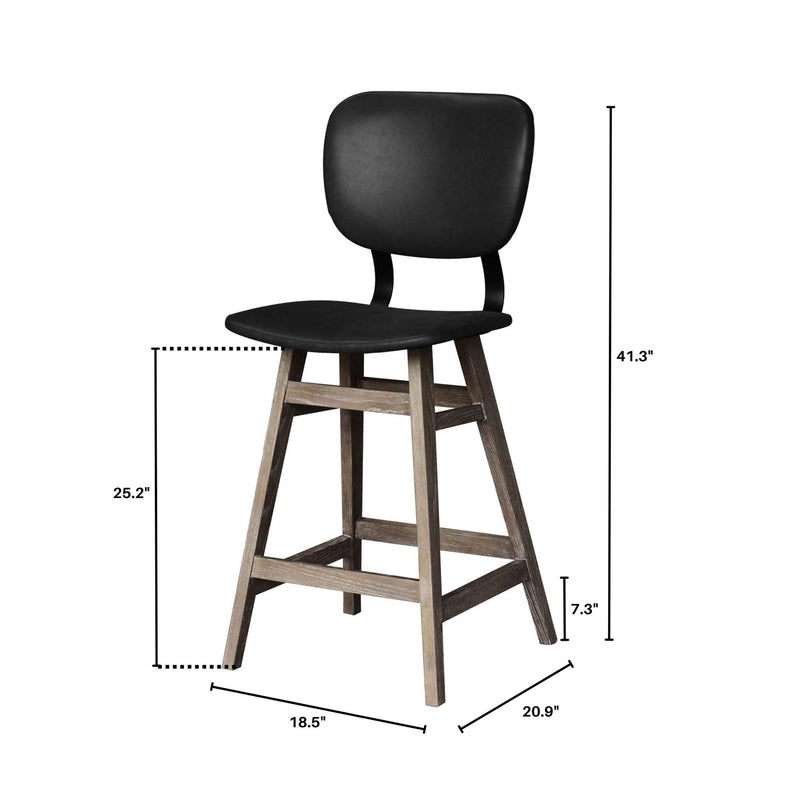 4. "Fraser Counter Stool - Antique Black with sturdy wooden frame and footrest"
