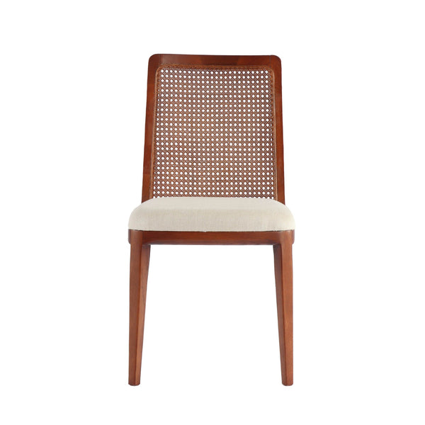 2. "Beige/brown frame cane dining chair - perfect addition to any dining room"