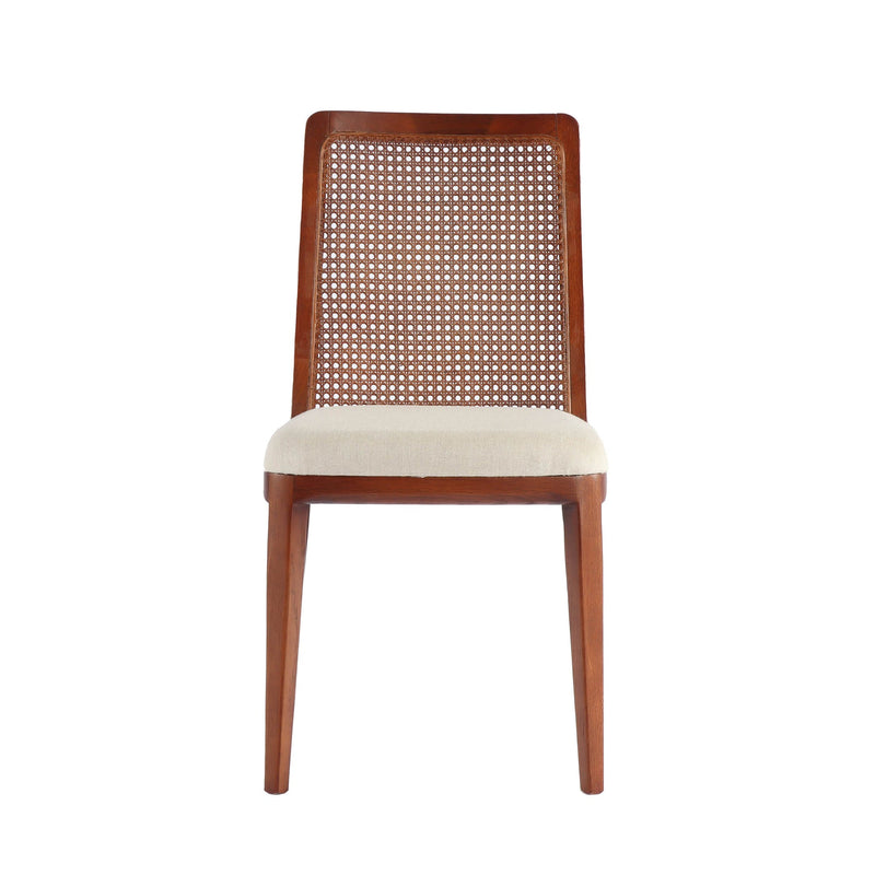 2. "Beige/brown frame cane dining chair - perfect addition to any dining room"
