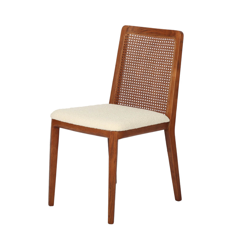 1. Cane Dining Chair - Scandi Boucle White/Brown Frame (Limited Edition)
