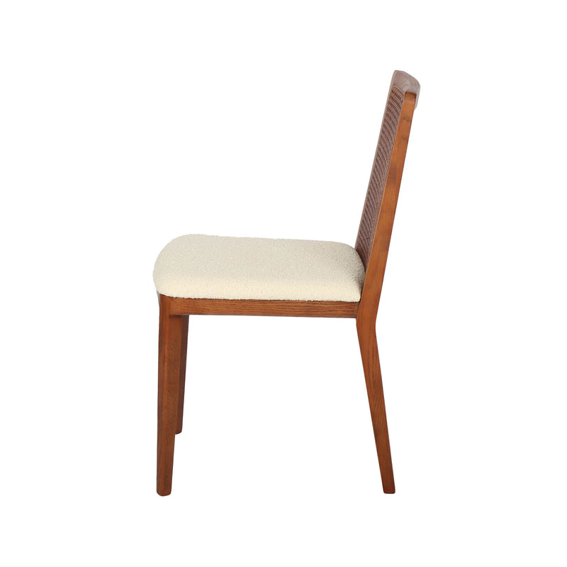 3. Limited Edition Cane Dining Chair with Scandi Boucle White/Brown Frame