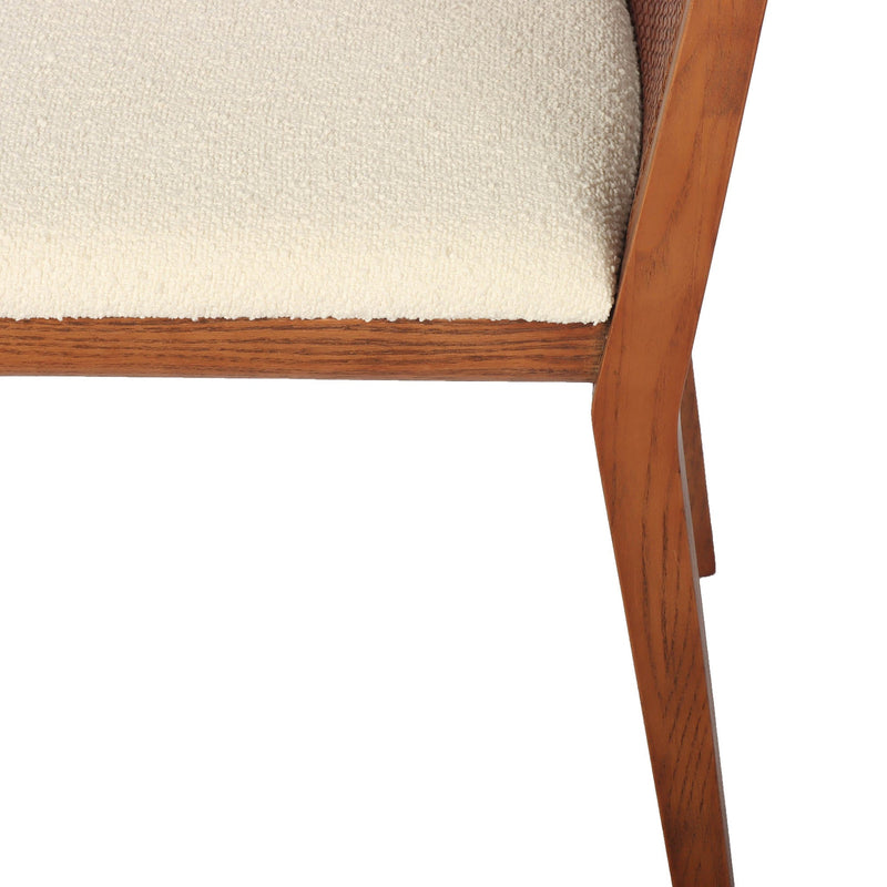 10. Limited Edition Cane Dining Chair in Scandi Boucle White/Brown Frame