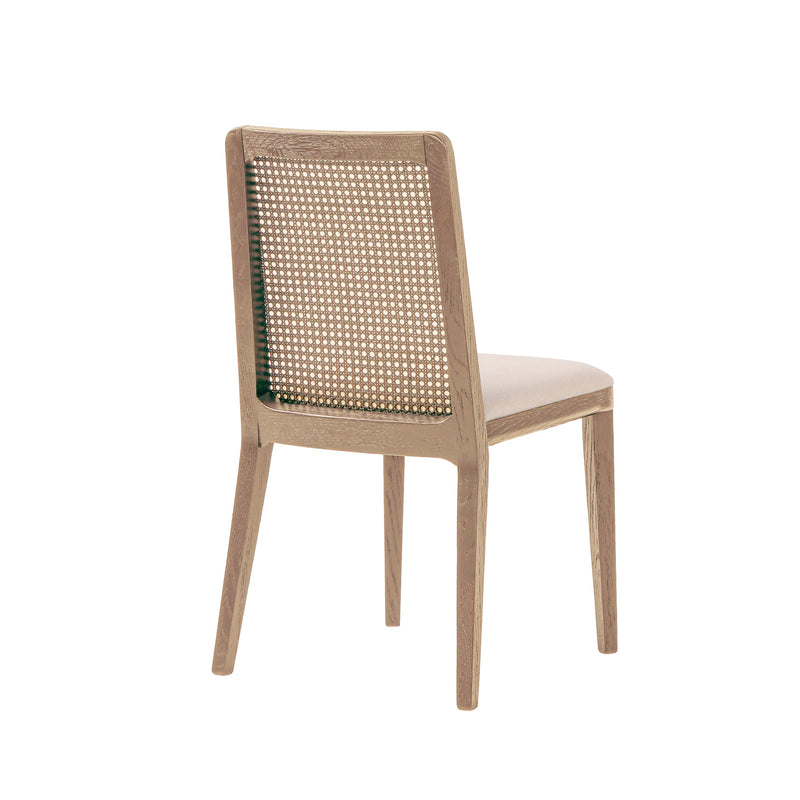4. Stylish cane dining chair in oyster linen and natural frame