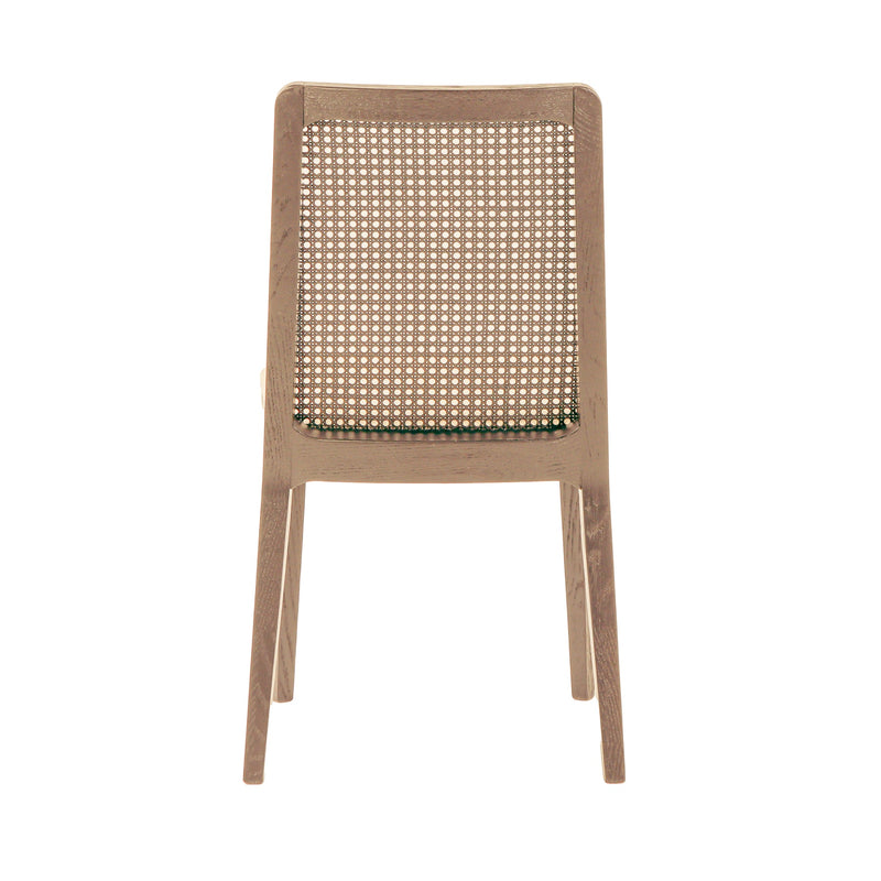 5. Oyster linen upholstered cane dining chair with natural finish frame