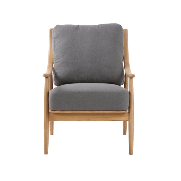 1. "Kinsley Club Chair in elegant charcoal gray fabric"