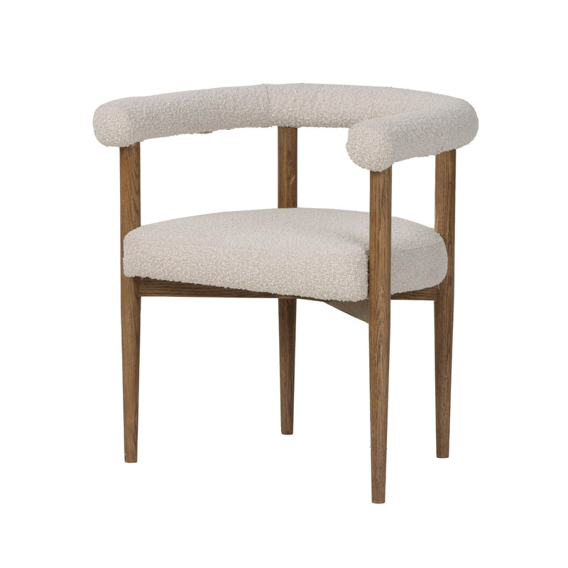 1. "Elegant round dining chair with cushioned seat and backrest"