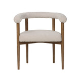2. "Comfortable round dining chair with sturdy wooden frame"