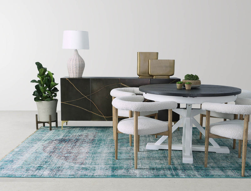 6. "Versatile round dining chair suitable for various interior styles"