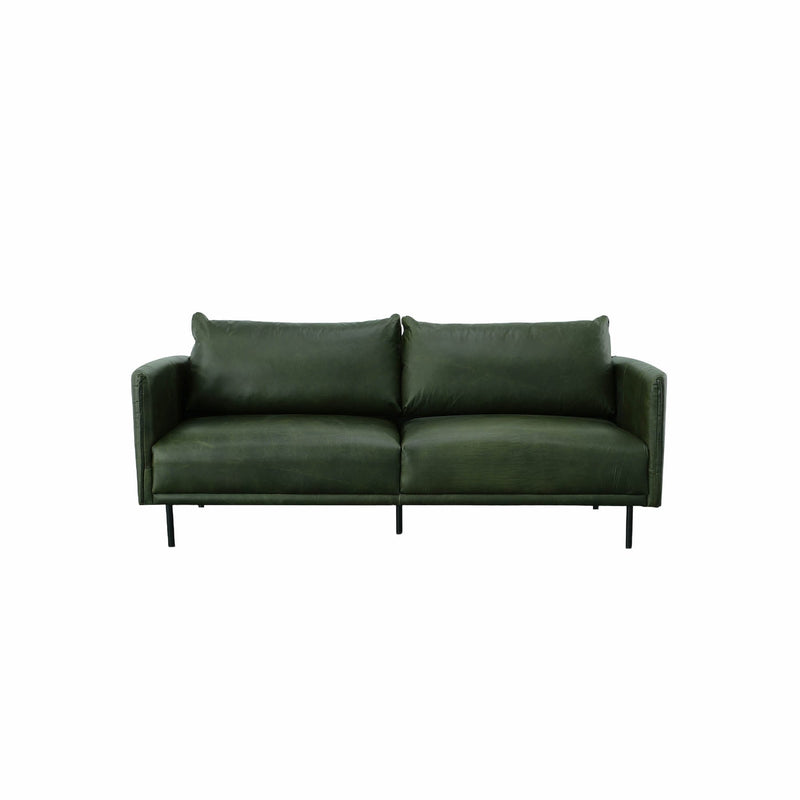 2. "Elegant Forest Sofa - Moss Green with plush cushions"
