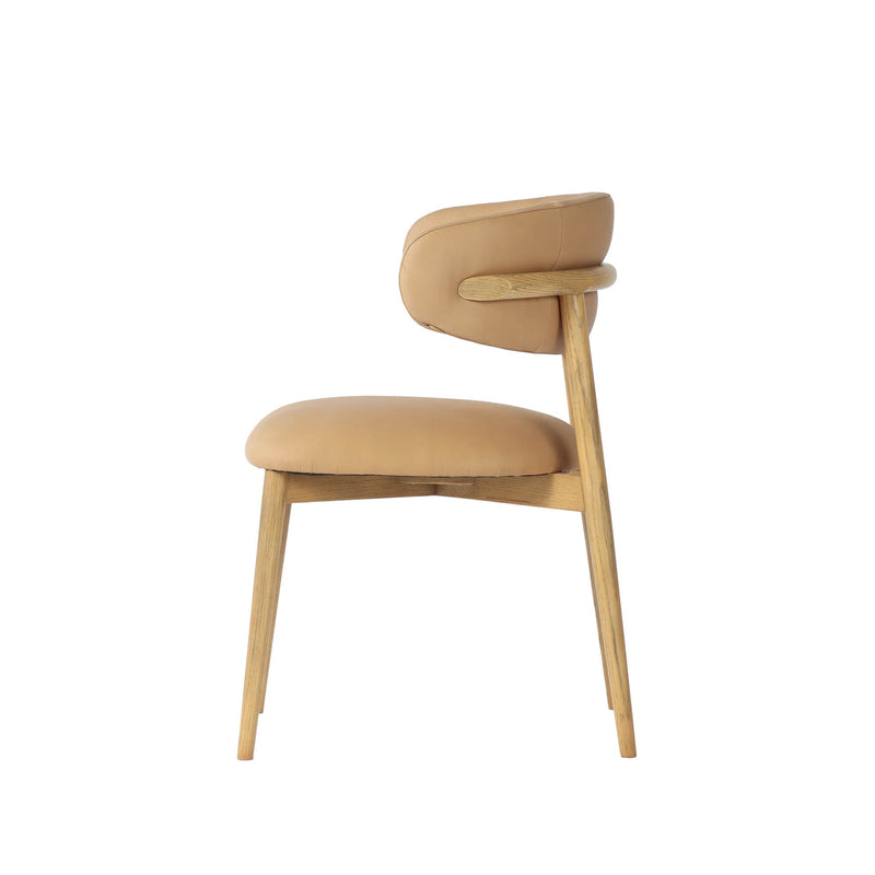 3. "Elegant Tan Leather Milo Dining Chair for modern and classic interiors"