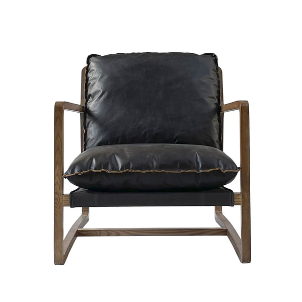 2. "Black Leather Club Chair: Stylish and Relaxing Addition to Any Space"