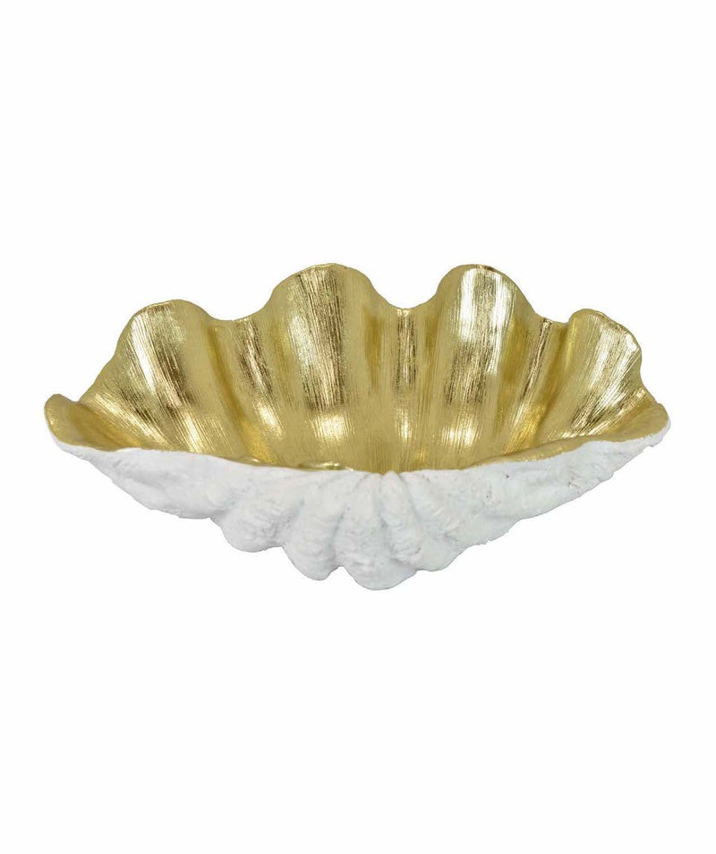 Shell Bowl Gold and White