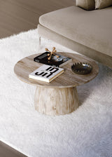 8. "Luxurious Truffle Coffee Table with smooth surface and rounded edges"