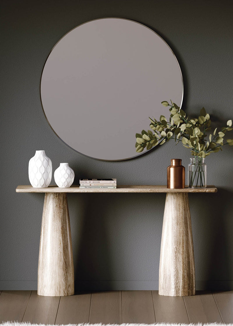 7. "Minimalistic Truffle Console Table with clean lines"
