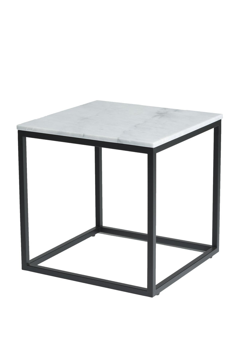 1. "Verona Side Table - White Marble Top/ Matte Black Base - Elegant and Modern Furniture"