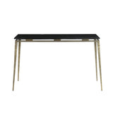 2. "Modern Eclipse Console Table featuring open shelf design and metal frame"