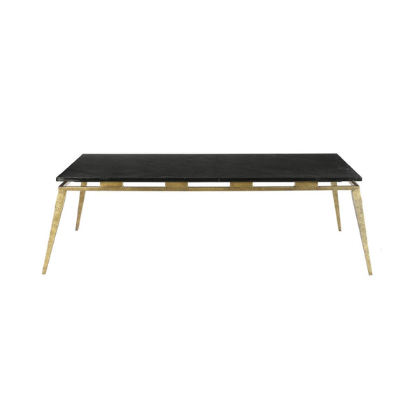 2. "Stylish Eclipse Coffee Table featuring black metal frame and wooden accents"