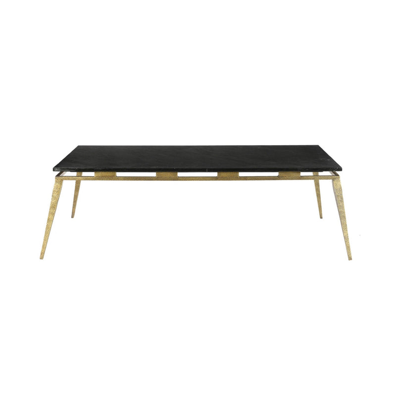 2. "Stylish Eclipse Coffee Table featuring black metal frame and wooden accents"